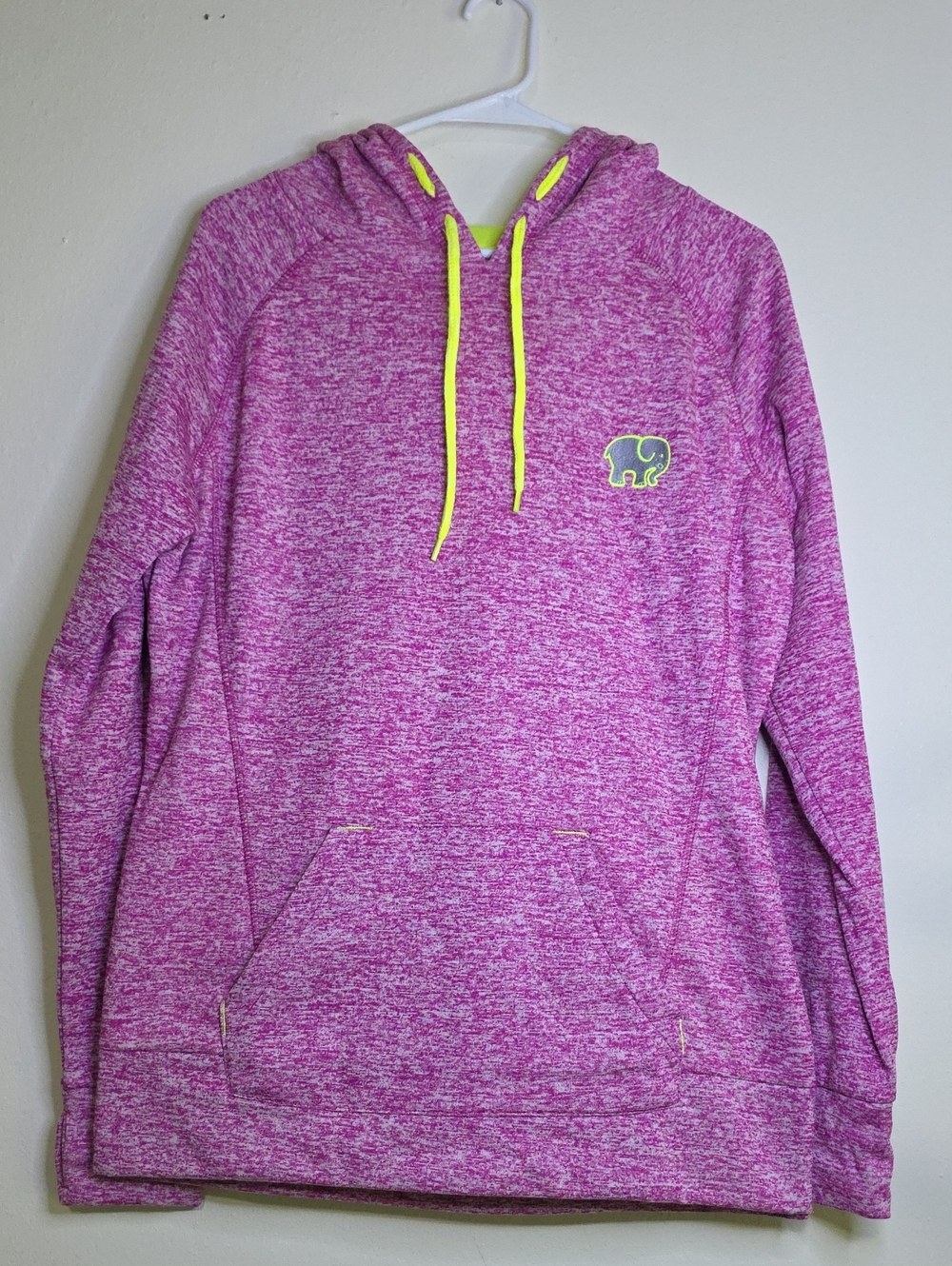 ivory ella Pink Heather Hoodie with Neon Yellow Accents